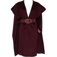 Poncho Wool cape with waist belt Femei