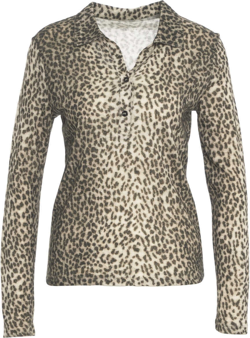 Tricouri Polo Majestic Filatures Polo shirt with animal-print Multicolor Femei (BM 19088270) 2