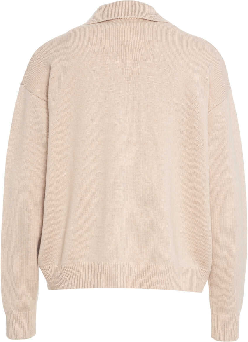 Tricouri Polo Kaos Sweater with polo collar Beige Femei (BM 19088321) 3