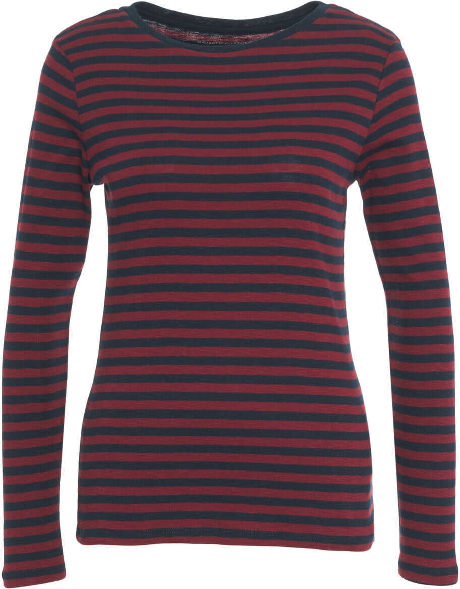 Tricouri Majestic Filatures Striped long-sleeve shirt Red Femei (BM 19088324) 2