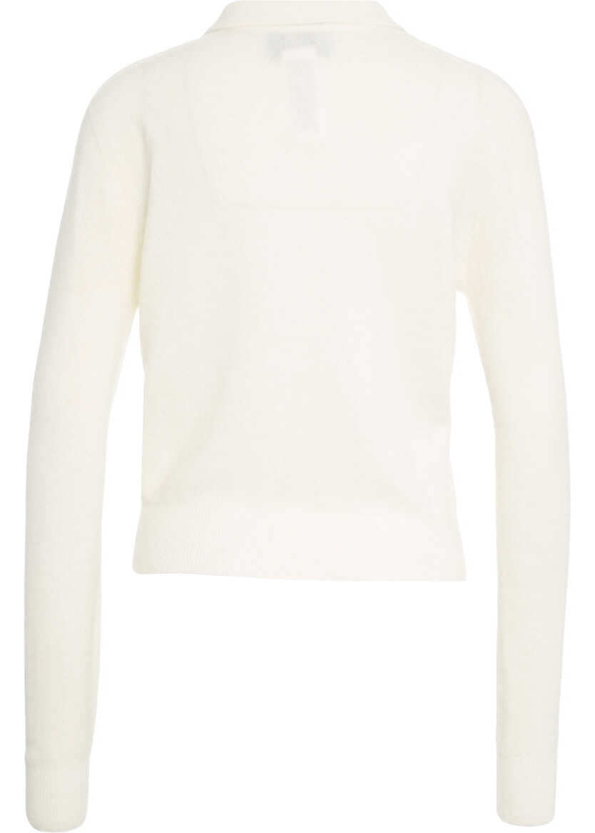 Tricouri Polo Kaos Knit sweater with polo collar White Femei (BM 19088336) 3