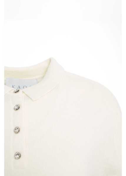 Tricouri Polo Kaos Knit sweater with polo collar White Femei (BM 19088336) 4