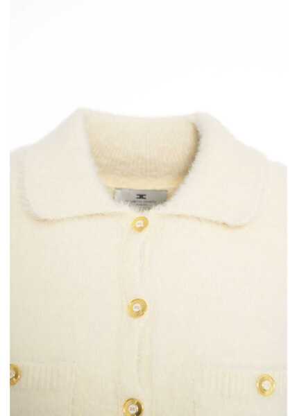 Cardigane Elisabetta Franchi Cardigan with decorative buttons White Femei (BM 19088387) 4