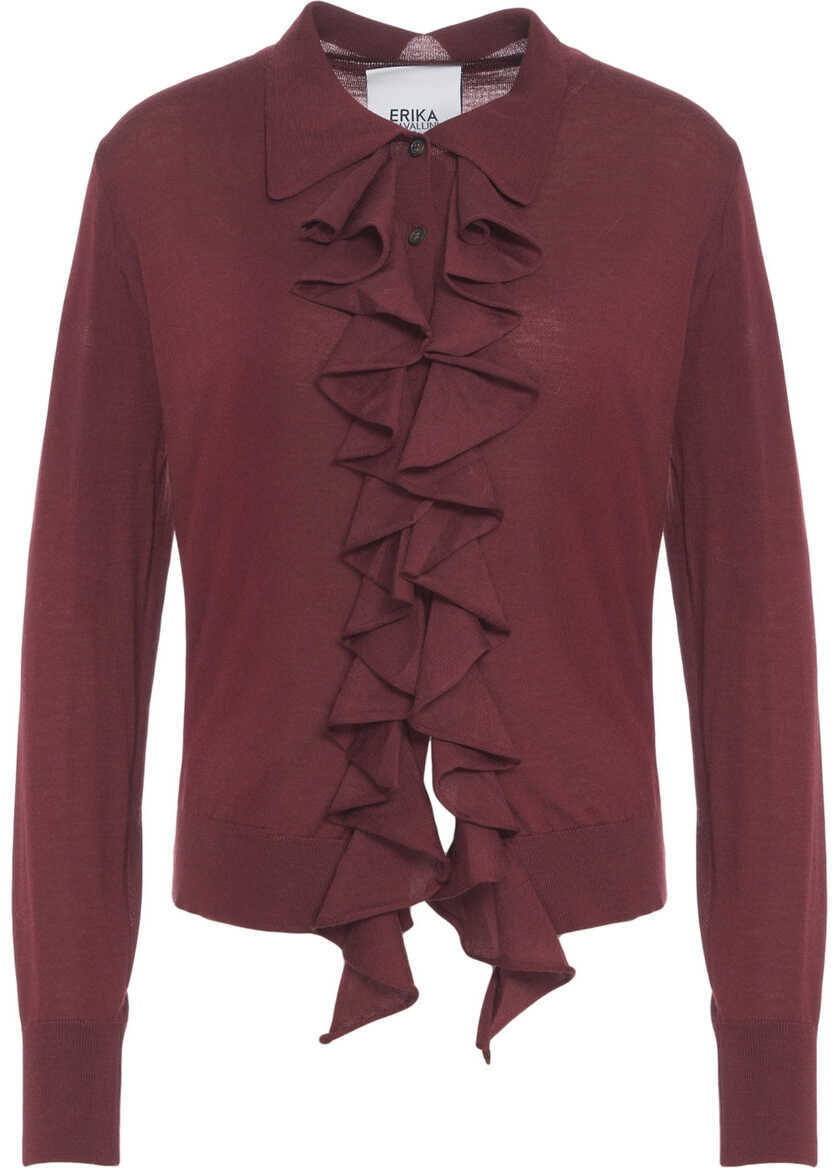 Cardigane Erika Cavallini Cardigan with ruffles Filippo Red Femei (BM 19088393) 2