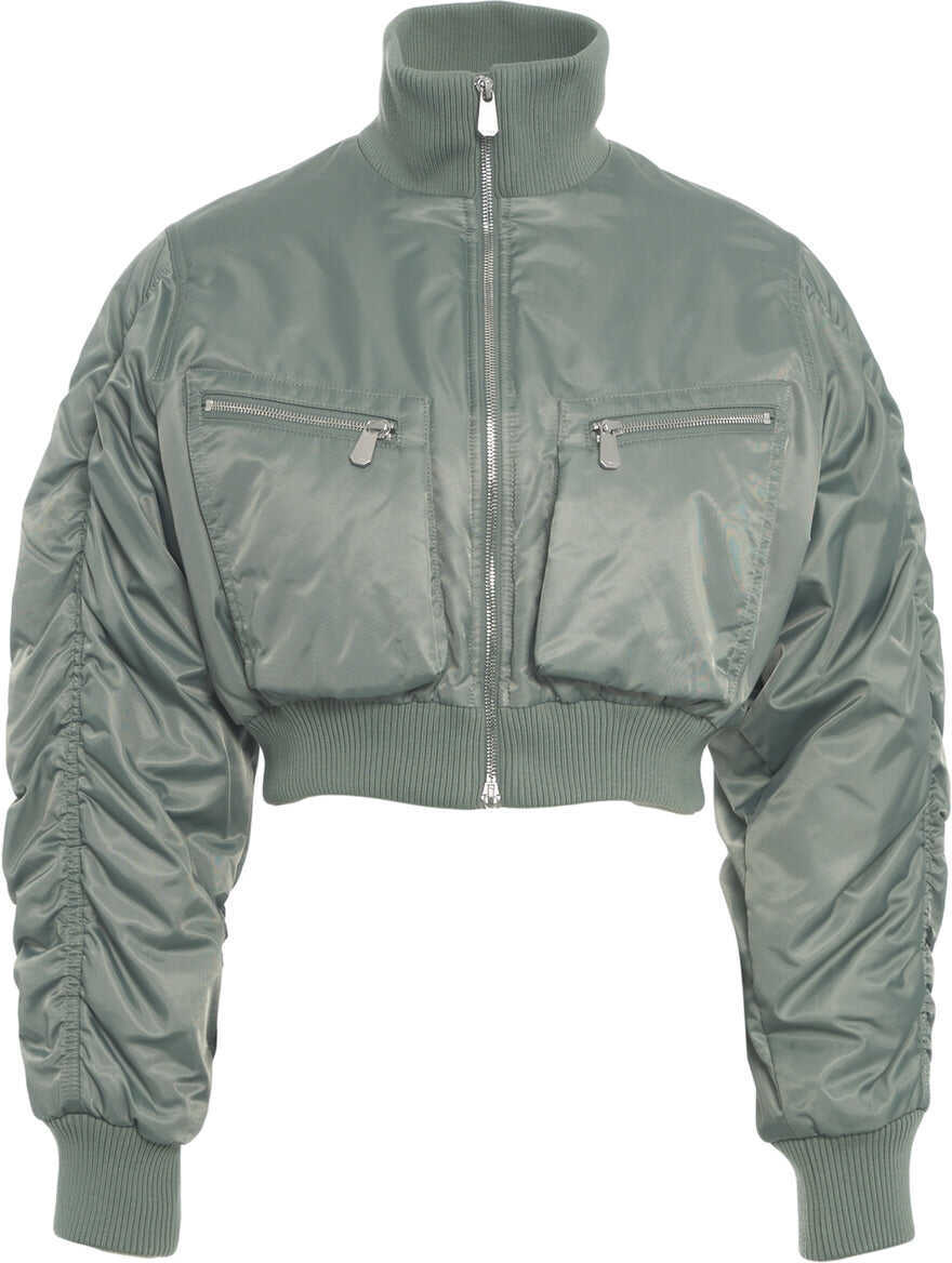 Bomber jacket Pinko Cropped bomber jacket Green Femei (BM 19088429) 2