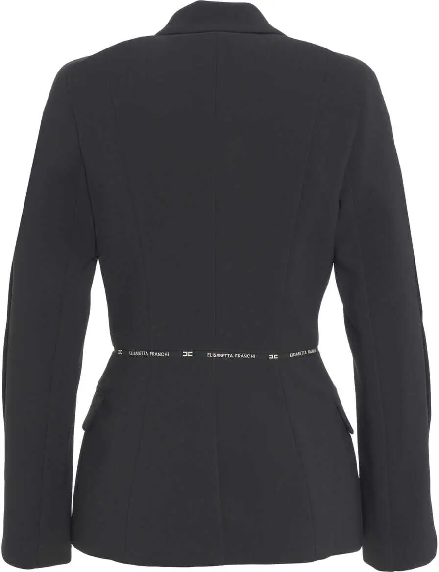 Sacouri Elisabetta Franchi Crepe blazer with logo Black Femei (BM 19088447) 3