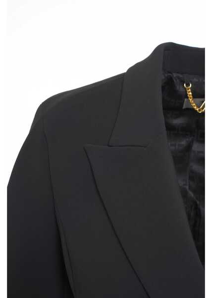 Sacouri Elisabetta Franchi Crepe blazer with logo Black Femei (BM 19088447) 4