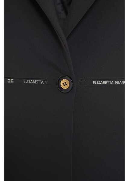 Sacouri Elisabetta Franchi Crepe blazer with logo Black Femei (BM 19088447) 5