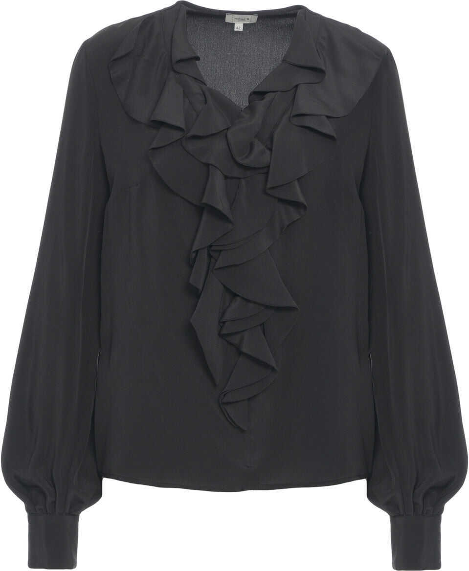 Bluze Himons Ruffle detail blouse Black Femei (BM 19088450) 2