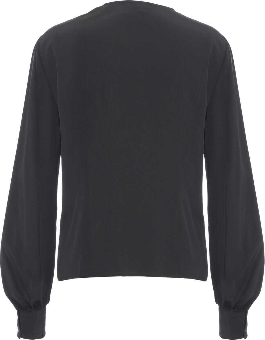 Bluze Himons Ruffle detail blouse Black Femei (BM 19088450) 3