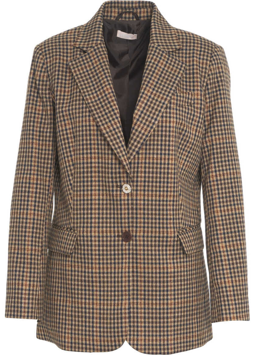Sacouri Liu Jo White Blazer with check pattern Beige Femei (BM 19088486) 2