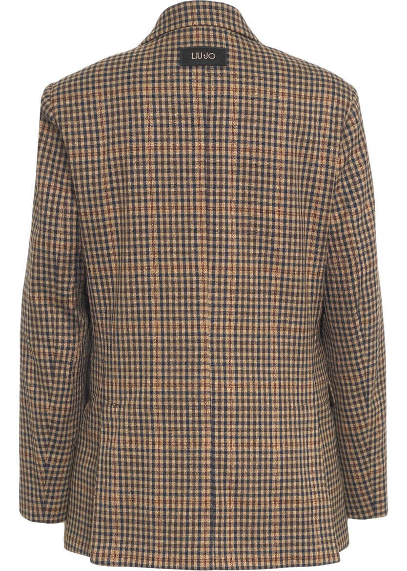 Sacouri Liu Jo White Blazer with check pattern Beige Femei (BM 19088486) 3