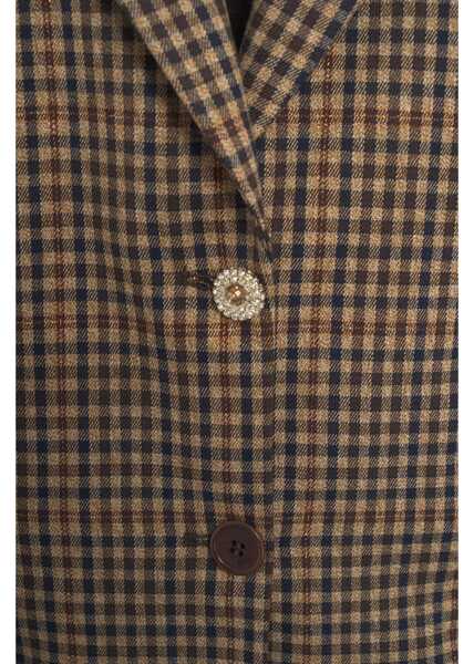 Sacouri Liu Jo White Blazer with check pattern Beige Femei (BM 19088486) 5