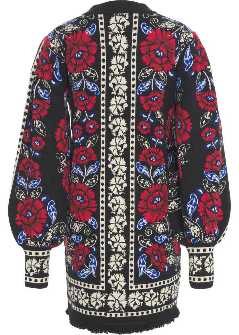 Rochii lungi Farmrio Knit dress with floral pattern Black Femei (BM 19088489) 3