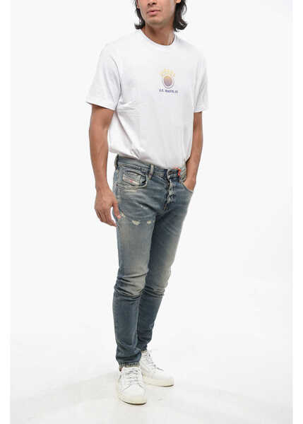 Blugi slim fit Diesel Red Tag Delav Denim D-Strukt Skinny Fit Denims 14Cm Light Blue Barbati (BM 19088582) 4