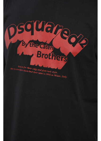 Tricouri DSQUARED2 Crew Neck D2 Shadow T-Shirt With Print Black Barbati (BM 19088585) 3