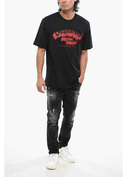 Tricouri DSQUARED2 Crew Neck D2 Shadow T-Shirt With Print Black Barbati (BM 19088585) 4