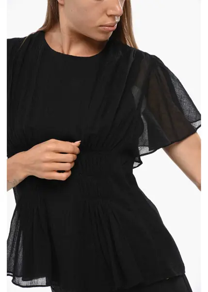 Bluze Chloe Wool Blouse With Frontal Draped Black Femei (BM 19088591) 3