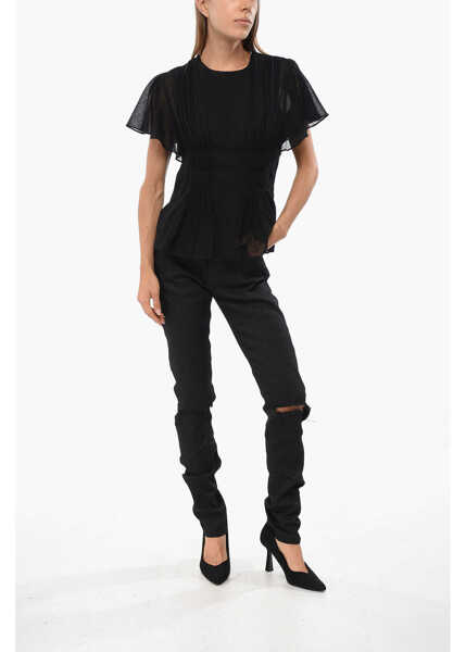 Bluze Chloe Wool Blouse With Frontal Draped Black Femei (BM 19088591) 4