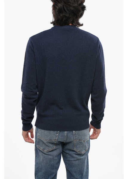 Pulovere Diesel Cashmere Blend Crew Neck Sweater With Jacquard Logo Blue Barbati (BM 19088594) 2