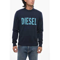 Pulovere Cashmere Blend Crew Neck Sweater With Jacquard Logo Barbati