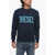 Diesel Cashmere Blend Crew Neck Sweater With Jacquard Logo Blue