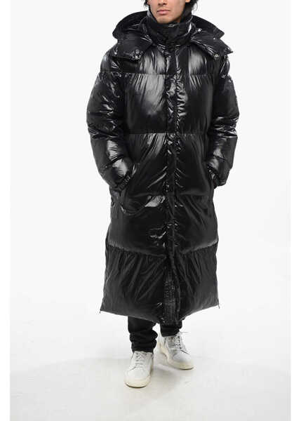 Jachete Diesel Red Tag Padded Step-Out Long Jacket With Removable Hood Black Barbati (BM 19088603) 4