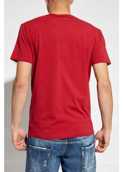 Tricouri DSQUARED2 Solid Color Cool Fit Crew-Neck T-Shirt With Blow Me Print Red Barbati (BM 19088621) 4
