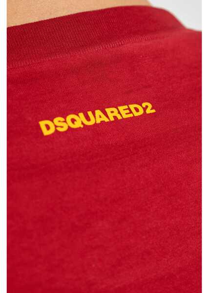 Tricouri DSQUARED2 Solid Color Cool Fit Crew-Neck T-Shirt With Blow Me Print Red Barbati (BM 19088621) 5