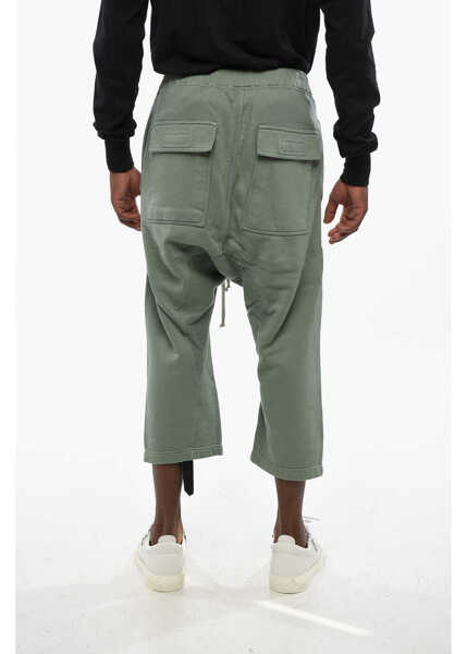 Pantaloni casual Rick Owens Solid Color Cropped Cargo Pants With Elastic Waistband Green Barbati (BM 19088624) 2