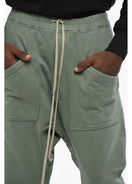 Pantaloni casual Rick Owens Solid Color Cropped Cargo Pants With Elastic Waistband Green Barbati (BM 19088624) 3