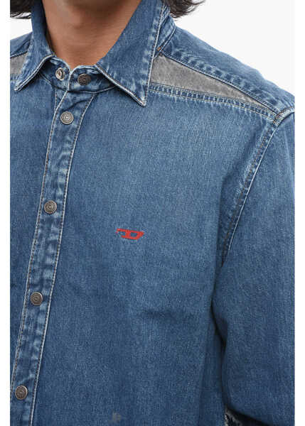 Camasi de blugi Diesel Denim D-Simply-Rs Shirt With Frayed Details Blue Barbati (BM 19088627) 3