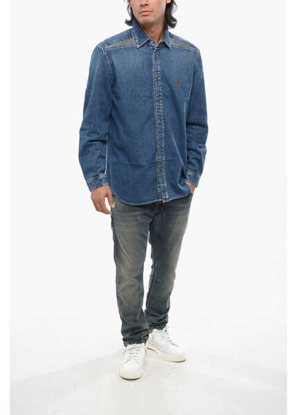 Camasi de blugi Diesel Denim D-Simply-Rs Shirt With Frayed Details Blue Barbati (BM 19088627) 4