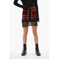Fuste casual Houndstooth Patterned Miniskirt With Zip Femei