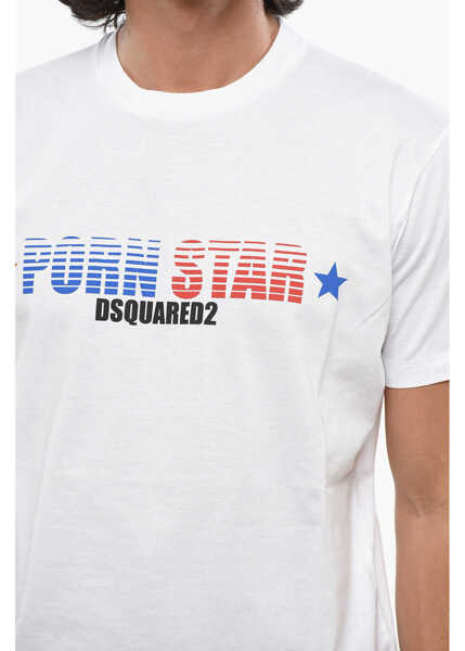 Tricouri DSQUARED2 Cotton Crew-Neck T-Shirt Porn Star White Barbati (BM 19088639) 3