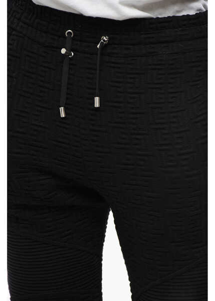 Pantaloni de trening Balmain Solid Color Joggers With All-Over Monogram Black Barbati (BM 19088651) 3