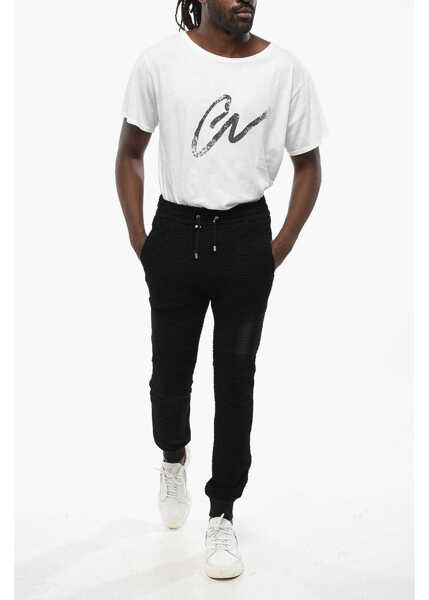 Pantaloni de trening Balmain Solid Color Joggers With All-Over Monogram Black Barbati (BM 19088651) 4