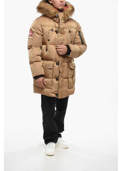 Geci de iarna DSQUARED2 Hooded Utility Down Jacket Brown Barbati (BM 19088663) 4