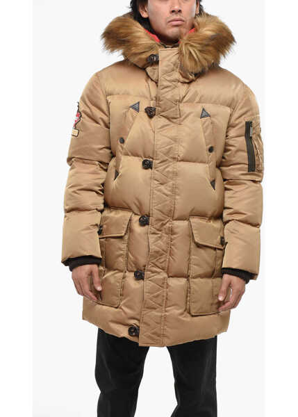 Geci de iarna DSQUARED2 Hooded Utility Down Jacket Brown Barbati (BM 19088663) 1