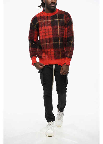 Pulovere Alexander McQueen Vintage Effect Checked Oversized Crew-Neck Sweater Red Barbati (BM 19088666) 4