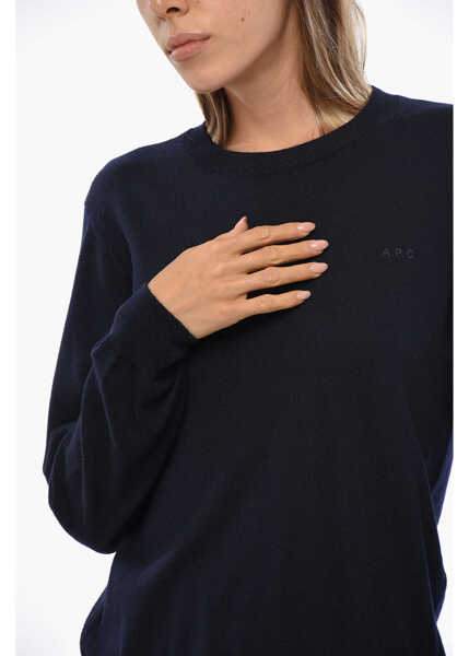 Pulovere A.P.C. Solid Color Philo Wool Crew-Neck Sweater Blue Femei (BM 19088675) 3