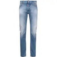 Blugi drepti Stretch Denim Jeans With Leather Logo Patch 16Cm Barbati