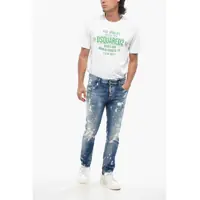 Blugi slim fit pentru Barbati - Blugi slim fit DSQUARED2 Stretch Denim Skater Jeans With Paint Effect Details 16Cm Blue Barbati (BM 19088789) - B-mall.ro
