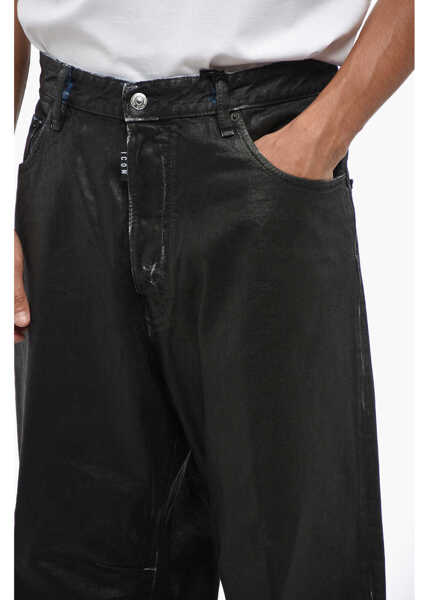 Blugi drepti DSQUARED2 Icon Wide Leg Waxed Denim Eros Jeans 32Cm Black Barbati (BM 19088798) 2