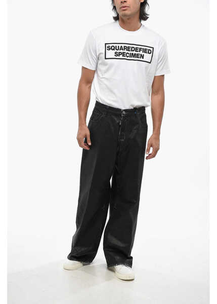 Blugi drepti DSQUARED2 Icon Wide Leg Waxed Denim Eros Jeans 32Cm Black Barbati (BM 19088798) 3