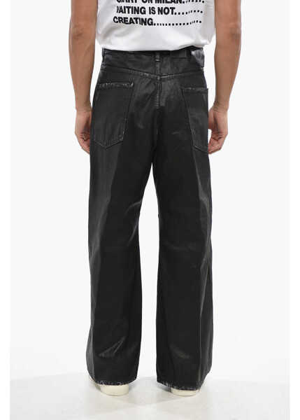 Blugi drepti DSQUARED2 Icon Wide Leg Waxed Denim Eros Jeans 32Cm Black Barbati (BM 19088798) 4