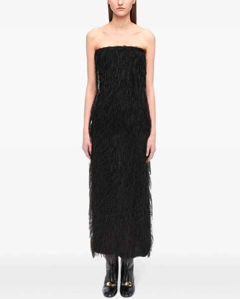 Rochii lungi Salvatore Ferragamo Eyelash Fabric Strapless Dress Black Femei (BM 19088804) 2