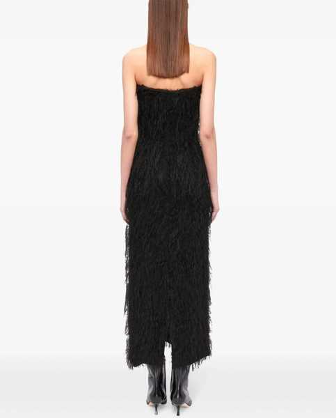 Rochii lungi Salvatore Ferragamo Eyelash Fabric Strapless Dress Black Femei (BM 19088804) 3