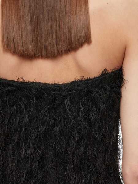 Rochii lungi Salvatore Ferragamo Eyelash Fabric Strapless Dress Black Femei (BM 19088804) 4