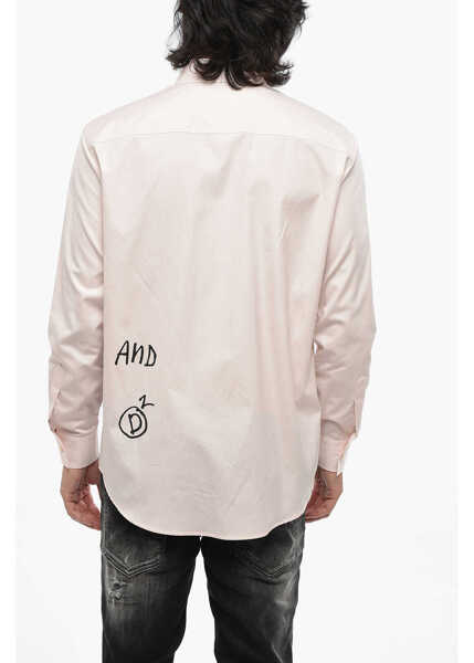 Camasi casual DSQUARED2 Cotton How Can You Rock Shirt With Print Pink Barbati (BM 19088810) 2
